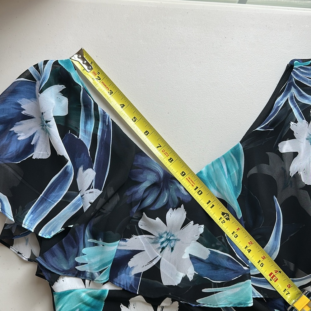 Connected Apparel Blue Sheath Midi Dress with Flutter Sleeves Size 8 - Picture 11 of 14